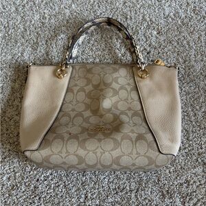 Coach Cream Satchel with Braided Handle